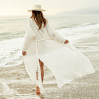Crepe Cloth Belt Beach Jacket Sun Protection Clothing Cardigan Vacation Beach Cover Up Swimsuit Outwear EvenStar