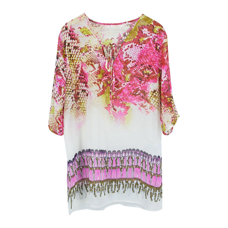 Chaqueta de bikini tipo pareo de gasa serpentina para playa