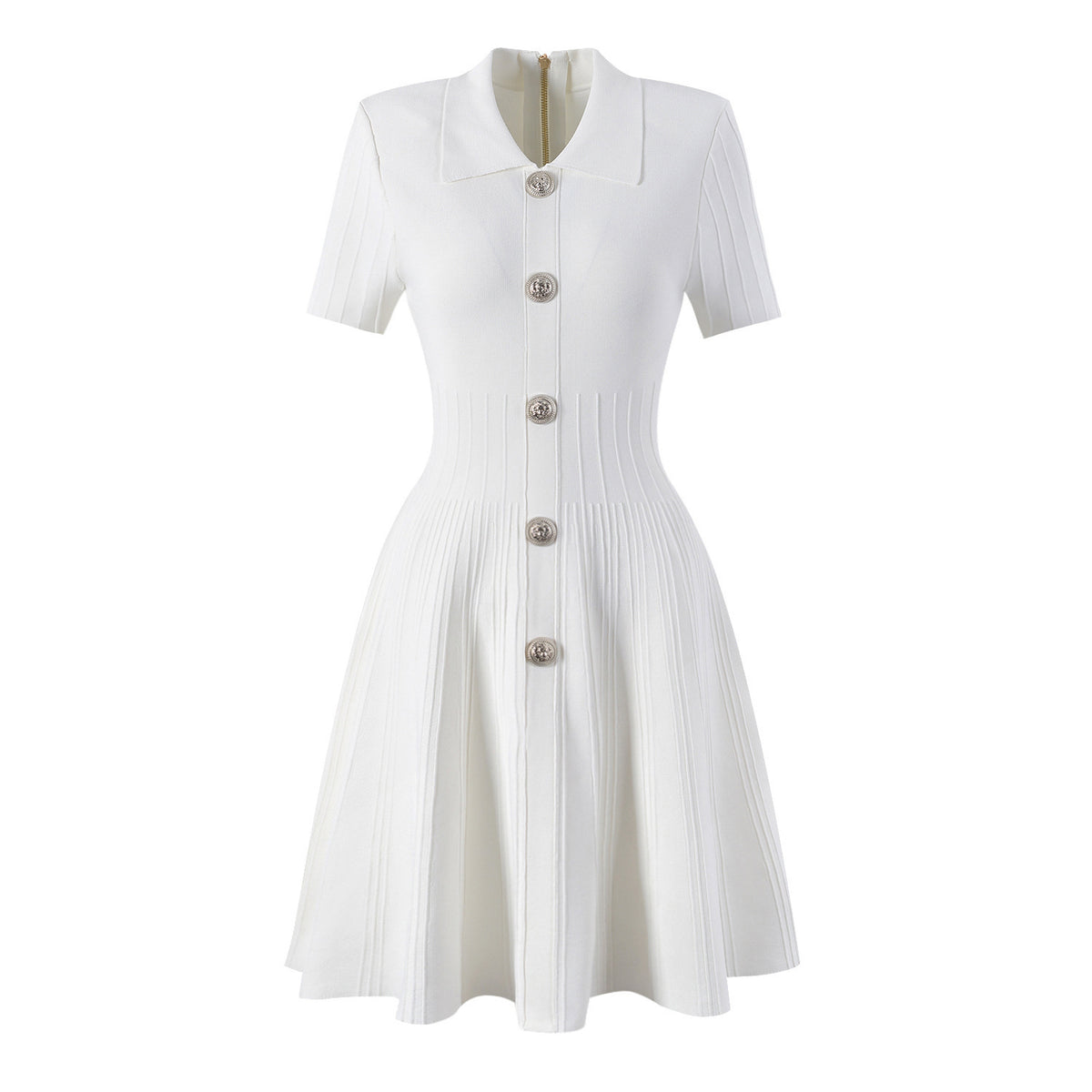 Spring Autumn High Quality Knitted Collared Slim Slimming A line Dress for Women Dimenssa