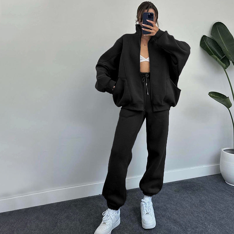 Gilet cardigan uni à col montant et manches longues, pull pour femme, vêtements d'automne et d'hiver, pantalon décontracté