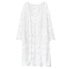 Mesh Swimsuit See through Long Outer Match Sun Protection Clothing Lace Embroidered Cardigan Beach Bikini Beach Jacket Women YTCYZ