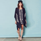 Printed Lace Ball Loose plus Size Bikini Swimsuit Blouse Beach Dress Women Overclothes EvenStar