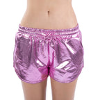 Ensemble en tissu métallisé uni assorti short en dentelle élastique pantalon en cuir pantalon en cuir verni vêtements sexy pour femmes