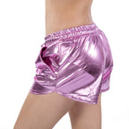 Ensemble en tissu métallisé uni assorti short en dentelle élastique pantalon en cuir pantalon en cuir verni vêtements sexy pour femmes