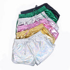 Ensemble en tissu métallisé uni assorti short en dentelle élastique pantalon en cuir pantalon en cuir verni vêtements sexy pour femmes