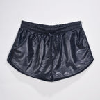 Ensemble en tissu métallisé uni assorti short en dentelle élastique pantalon en cuir pantalon en cuir verni vêtements sexy pour femmes