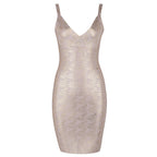 New Summer Women Clothes Bandage One Piece Dress Elegant Gold V neck Evening Dress Ladys