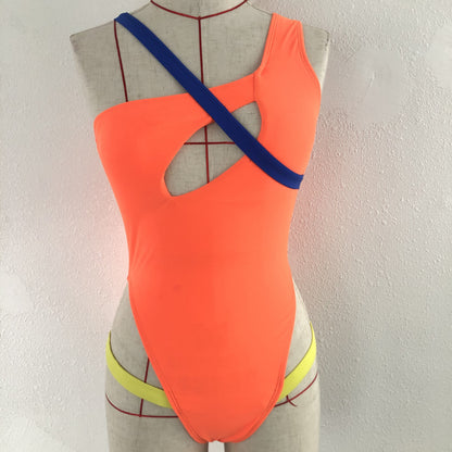 Swimsuit Sexy Oblique Shoulder Hollow Out Cutout out Swimsuit