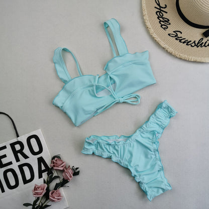 Nuevo bikini estampado multicolor fresco traje de baño para mujer traje de baño dividido con encaje