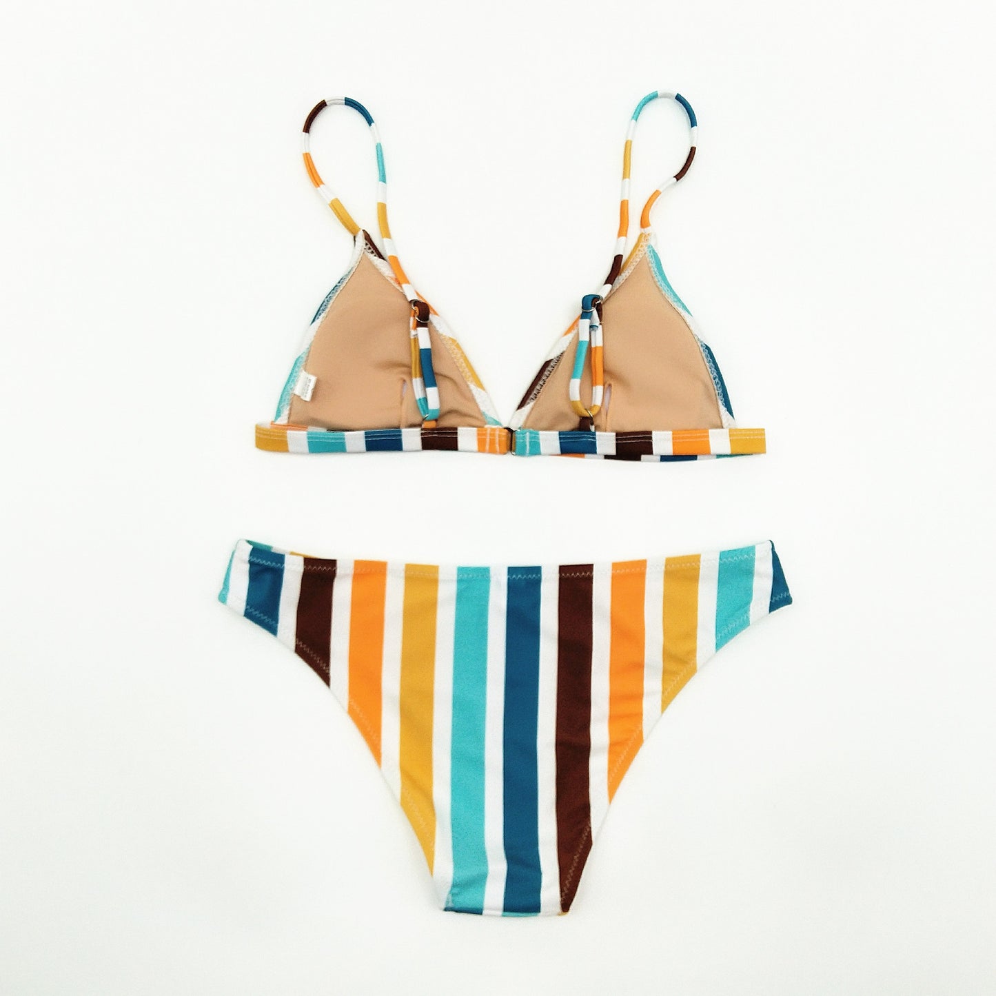 Rainbow Gray Striped Printed Swimsuit Triangle Bikini Sexy Split Swimsuit