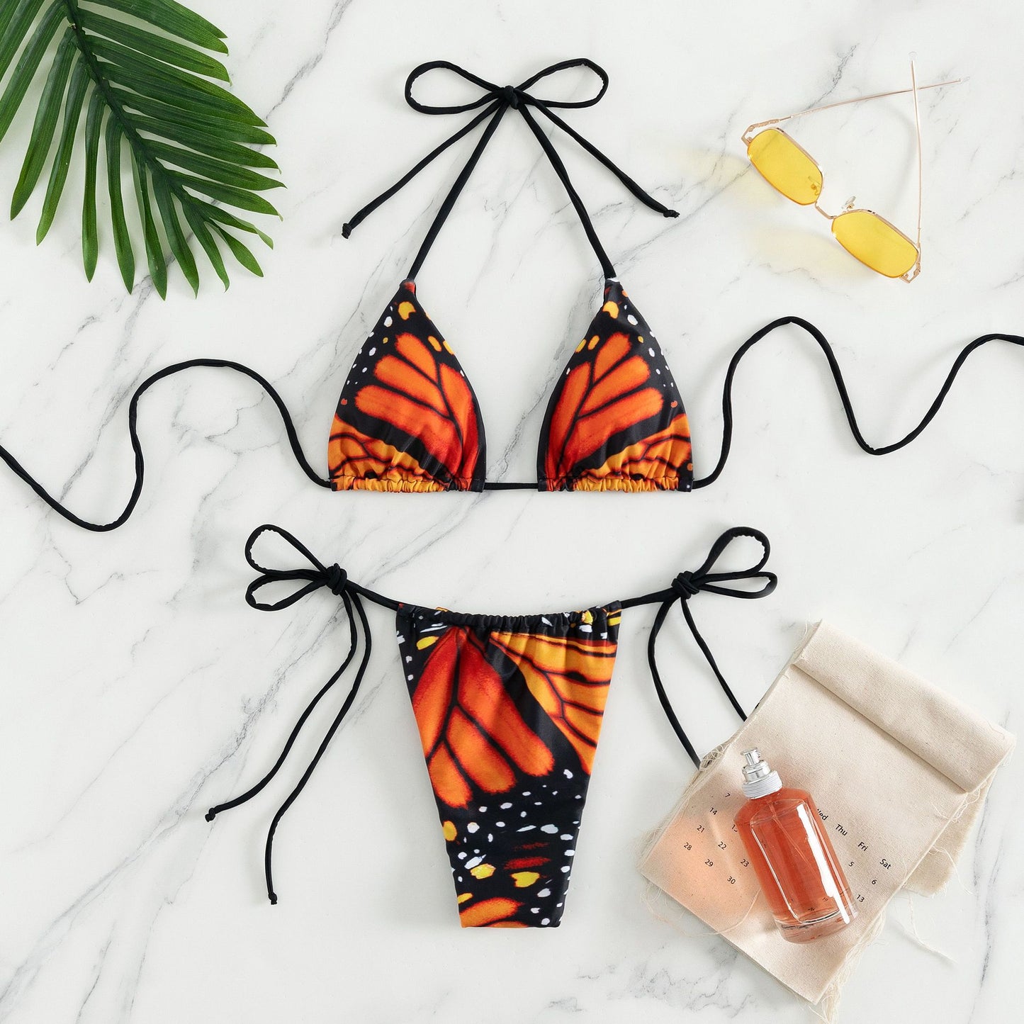 Traje de baño de alta calidad con tirantes para mujer, bikini de playa con abertura.