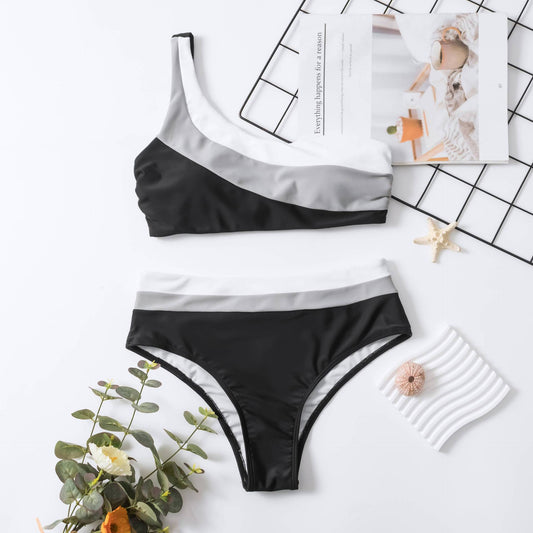 Traje de baño Bikini Costura Color Mujer Traje de baño dividido