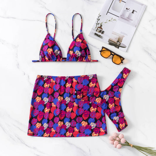 Traje de baño Bikini Conjunto de tres piezas Traje de baño sexy sin espalda Ropa