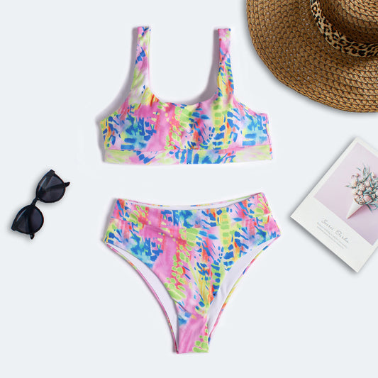 Traje de baño de bikini floral para mujer, traje de baño dividido, pedido