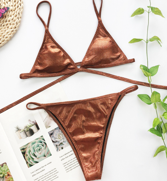 Bikini Sexy Minimalista Bikini Popular Tejido de Canalé Traje de Baño Mujer Fisión Traje de Baño