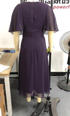 Summer Solid Color V Neck Waist Trimming Casual Swing Dress KAIXUAN