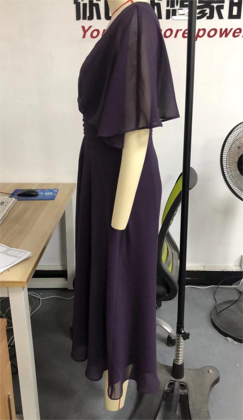 Summer Solid Color V Neck Waist Trimming Casual Swing Dress KAIXUAN