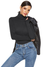 Suéter de manga larga con cuello alto para mujer, camisa ajustada de color sólido, mono de punto sexy triangular para otoño e invierno