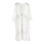 SUNFLOWER Lace Embroidered Beach Cover Up Vacation Sun Protection Cardigan YTCYZ
