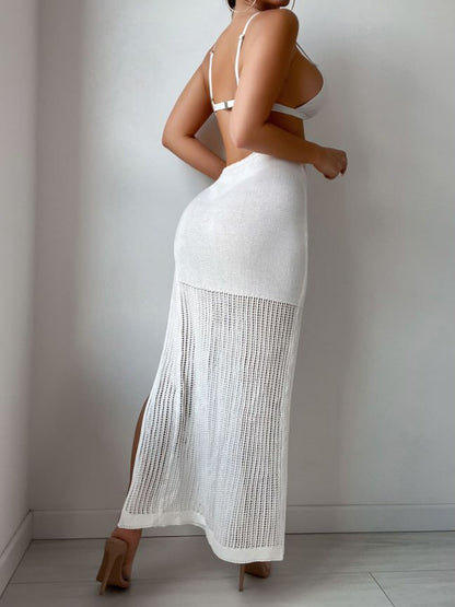 Sexy Women Wear See through Hollow Out Cutout out Strap Woven Beach Skirt Holiday Skirt Wrap Skirt Crochet hook