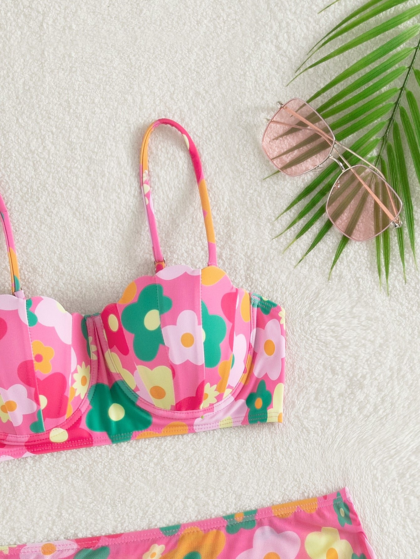 Traje de baño para mujer, bikini dividido, fruncido, soporte de acero, falda corta, traje de baño de tres piezas