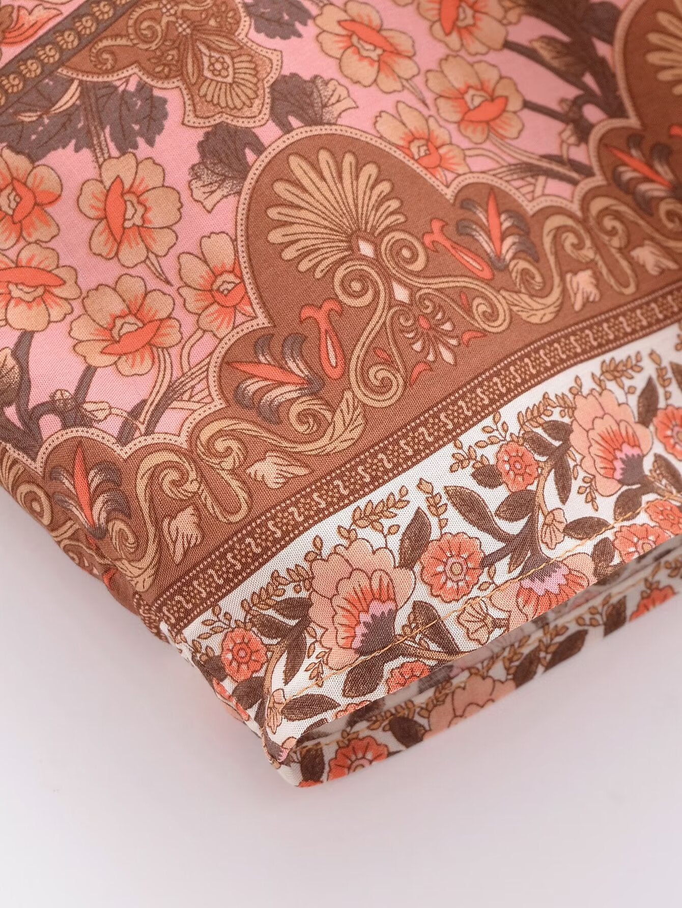 Cárdigan estampado de rayón, mangas sueltas, kimono corto con cordones