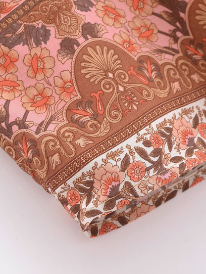 Cárdigan estampado de rayón, mangas sueltas, kimono corto con cordones