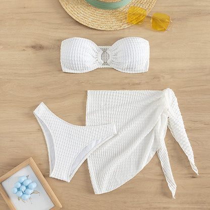 Traje de baño para mujer, bikini sexy blanco con sujetador, traje de baño retro dividido