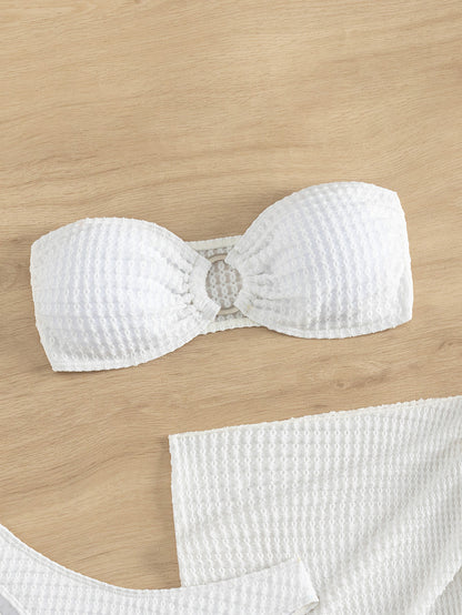 Traje de baño para mujer, bikini sexy blanco con sujetador, traje de baño retro dividido