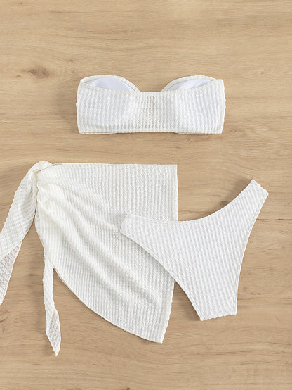 Traje de baño para mujer, bikini sexy blanco con sujetador, traje de baño retro dividido