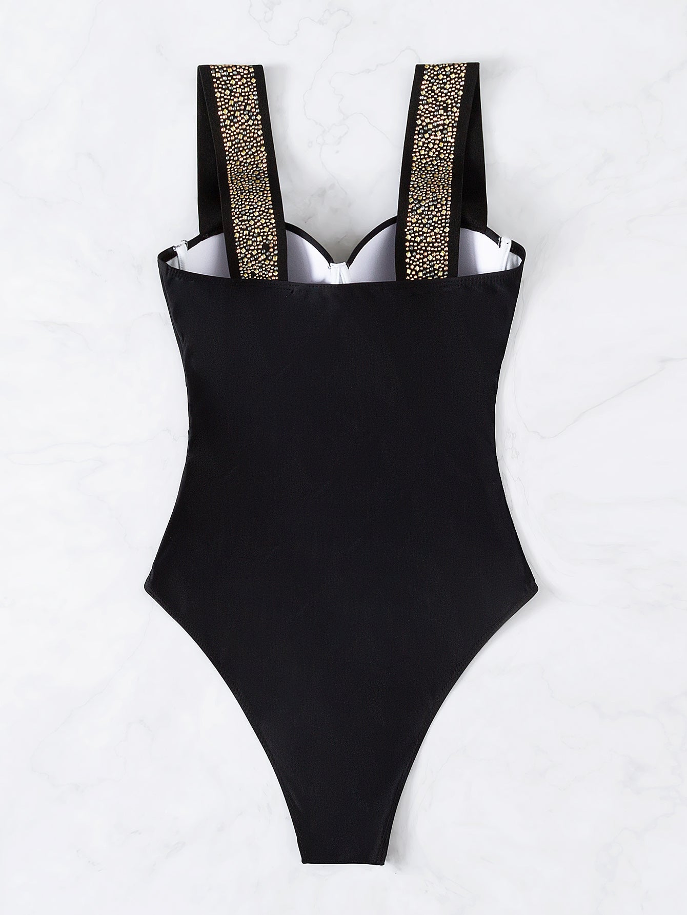 Traje de baño de una pieza para mujer con incrustaciones de diamantes y soporte de acero, traje de baño push up