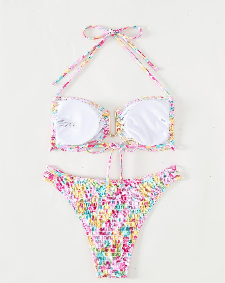 Traje de baño bikini sexy con top de tubo fruncido