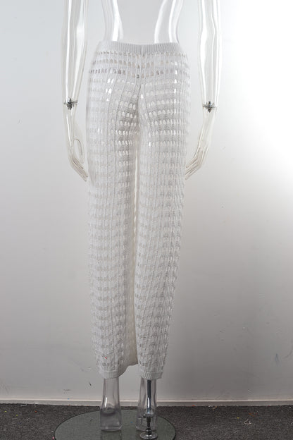 Summer Hollow Out Cutout Beach Pants Knitting Bikini Seaside Pants Beach Trousers