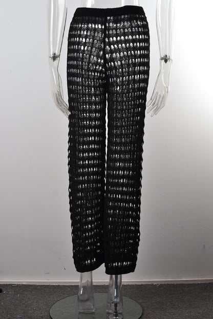 Summer Hollow Out Cutout Beach Pants Knitting Bikini Seaside Pants Beach Trousers