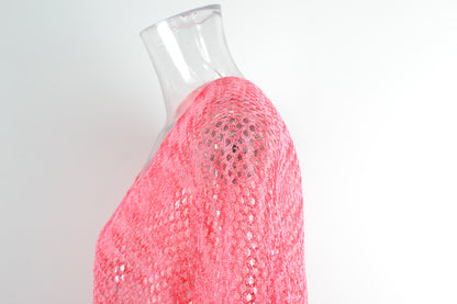 Summer Beach Cover Up Gradient Hollow Out Cutout Knitted Sun Protection Shirt Blouse