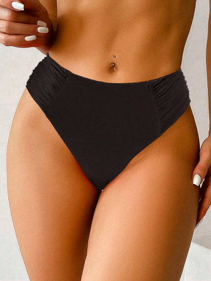 Braguita de bikini sexy Bikinx de color sólido con pliegues y huecos