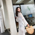 Bohemian Vacation Beach Sun Protection Clothing Women Summer Seaside Beach Cover Up Lace Cardigan Coat YTCYZ
