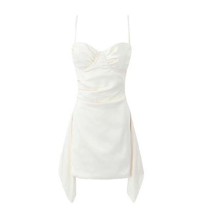 Spring Solid Color Cami Dress Side Slit Backless Sexy Dress