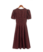 Street Short Sleeve Polka Dot Print High Waist Dress Women Sexy Floral Wrapped Chest Casual Split Dress PullWind
