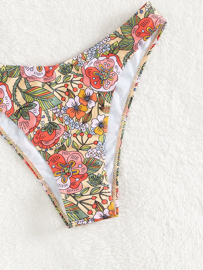 Traje de baño de bikini sexy con escote en V profundo y cintura alta para mujer