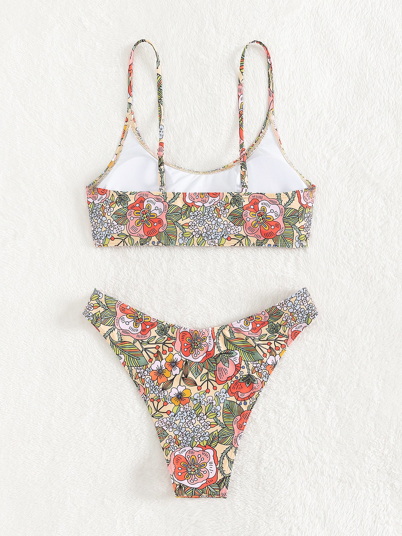 Traje de baño de bikini sexy con escote en V profundo y cintura alta para mujer