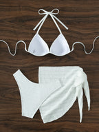 White Halter Sexy Bikini Swimsuit Swimsuit Women Three Point Bikini BALANCE