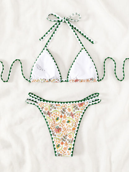 Bikini Sexy Bikini Foreign Order Halterneck Printed Swimsuit Women Swimwear