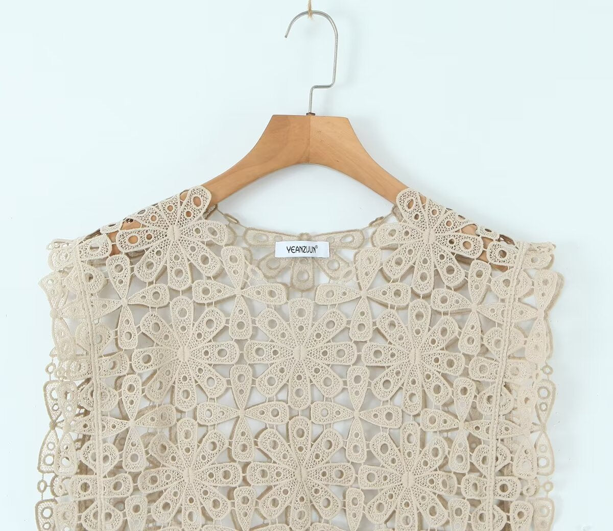 Summer Three Color Craft Floral Lace Vest Irregular Asymmetric Top