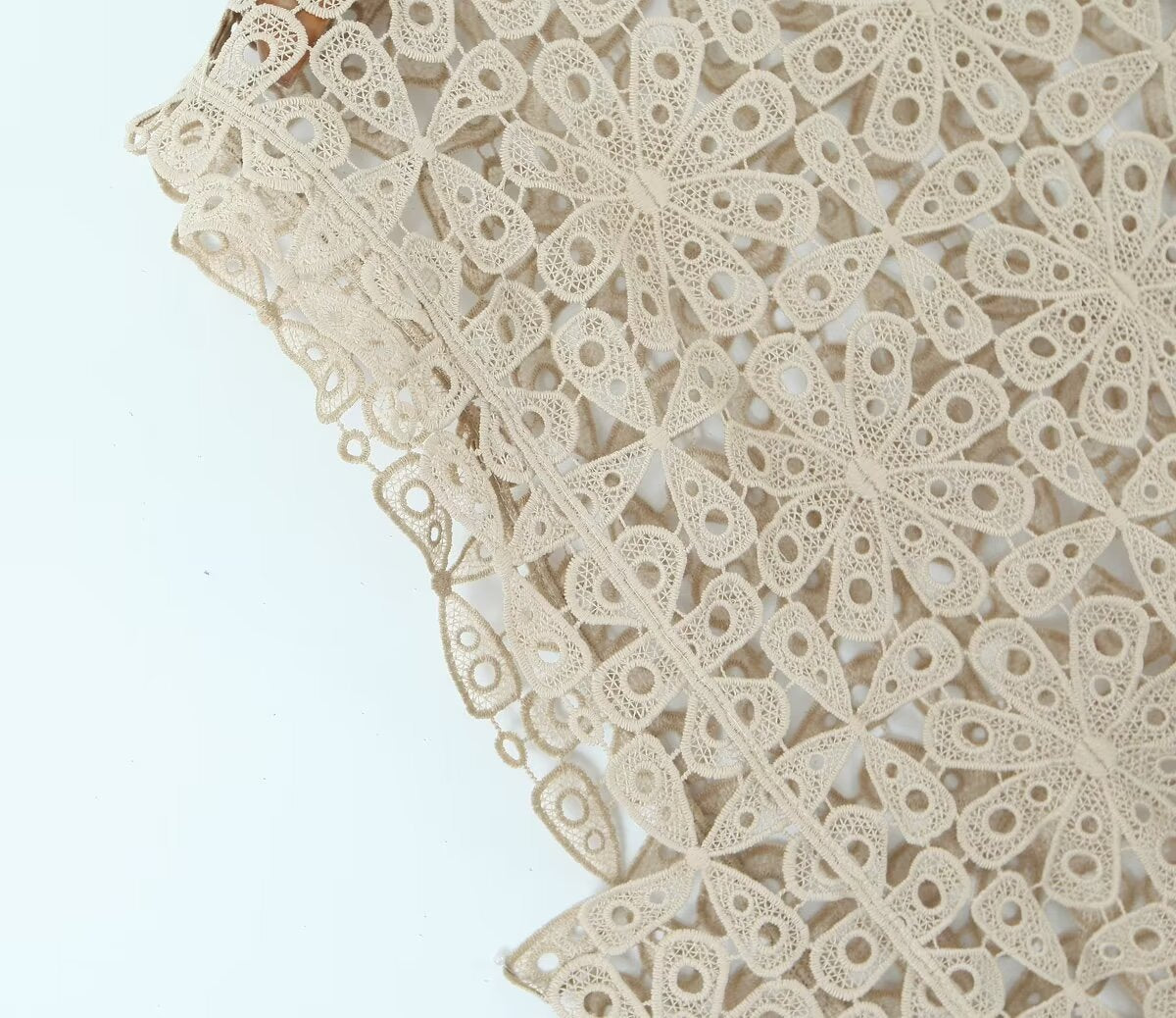 Summer Three Color Craft Floral Lace Vest Irregular Asymmetric Top