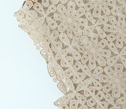 Summer Three Color Craft Floral Lace Vest Irregular Asymmetric Top