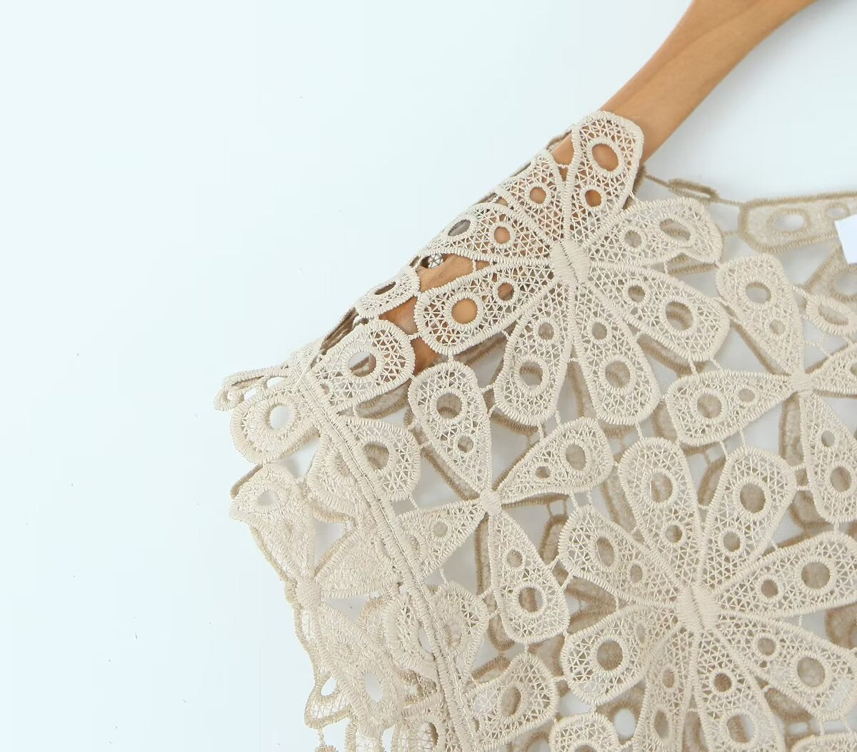 Summer Three Color Craft Floral Lace Vest Irregular Asymmetric Top
