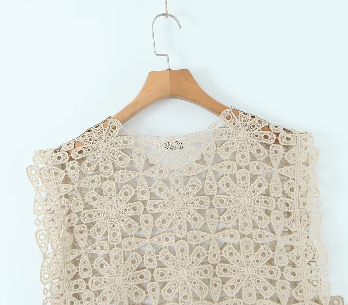 Summer Three Color Craft Floral Lace Vest Irregular Asymmetric Top