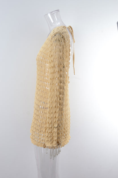 Ropa de verano para mujer, camisa de playa con aberturas, manga larga, traje de baño para vacaciones en la playa, blusa protectora del sol