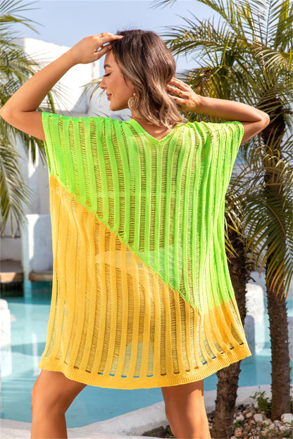 Summer Women Sun Protective Clothing Stitching Hollow Out Cutout Bikini Beach Cover up